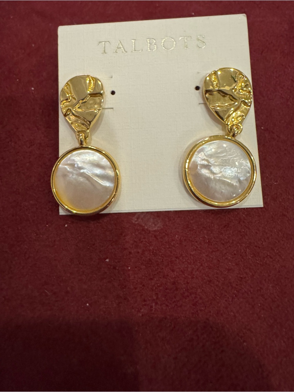 Talbots Gold-Tone Earrings with Pearlescent Discs